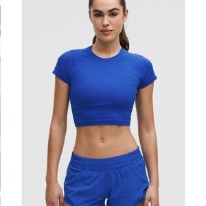 Lululemon Athletica Blue Swiftly Tech Crop T-Shirt NWT